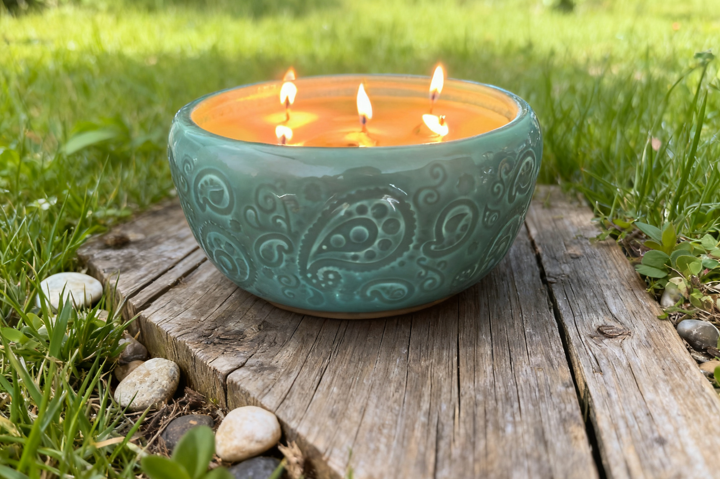 Large Debossed Ceramic Candle